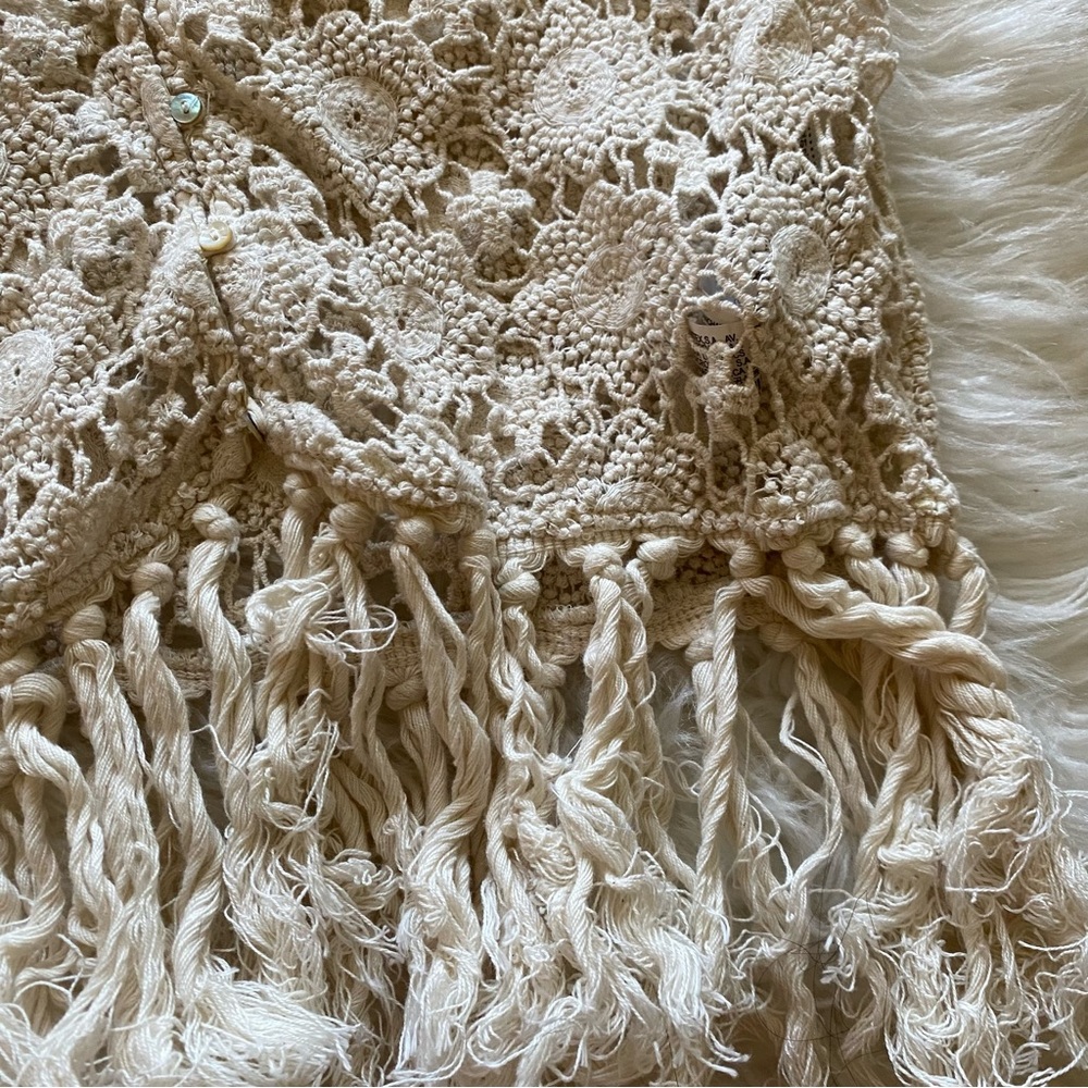 Zara Cream Crochet Floral Tank Top Size Medium - Picture 5 of 6